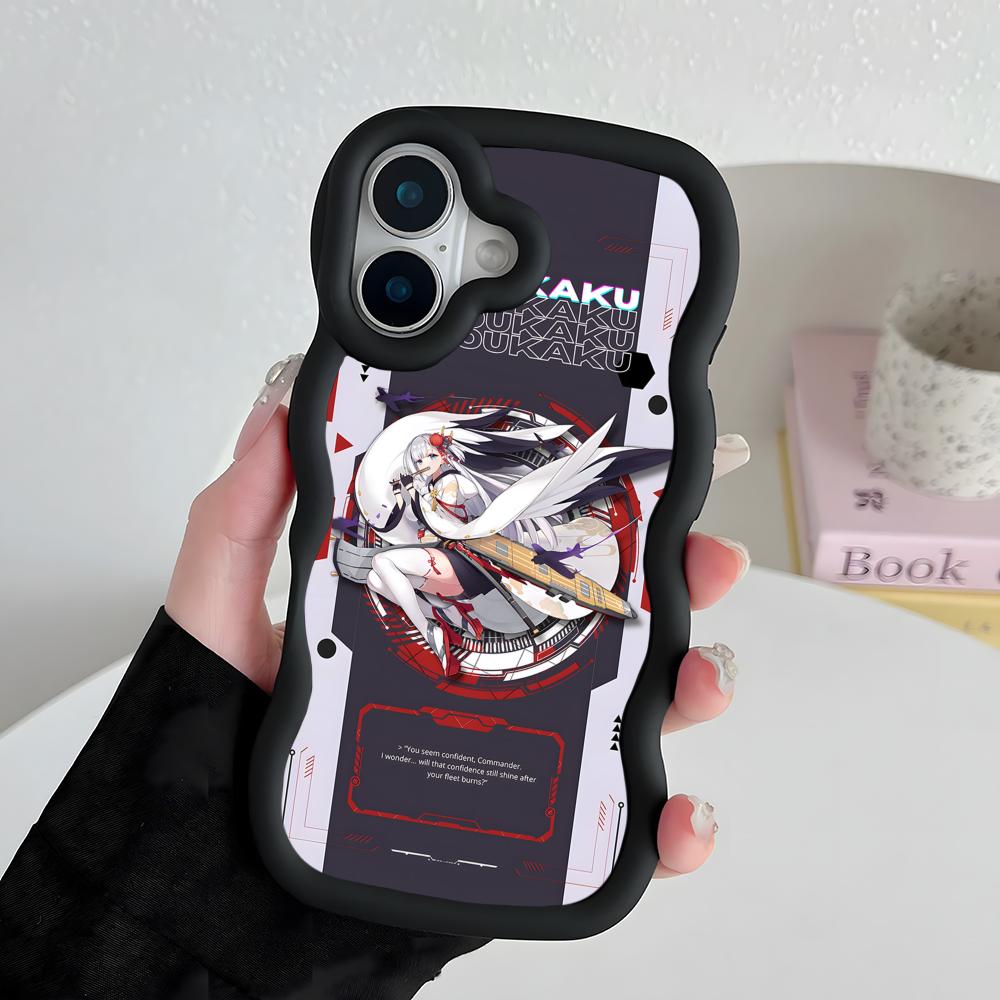 Azur Lane Shoukaku Phone Case for iPhone 17 16 15 14 13 12 11 Air Pro Max Plus Black Soft TPU Wavy Edge Cover
