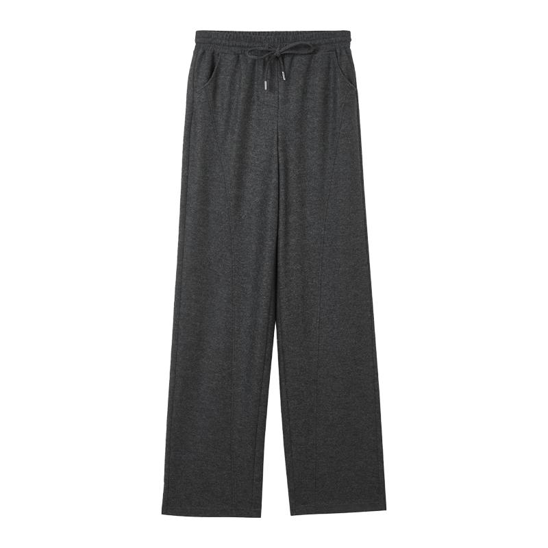 Langzi Women's 100% Wool Wide-Leg Knit Trousers