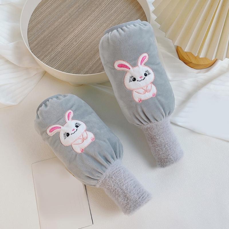 Cartoon Rabbit Kids Thickened Warm Arm Sleeves Arm Gloves for Winter Wear Outdoor Activity Oversleeve for Cold Weather