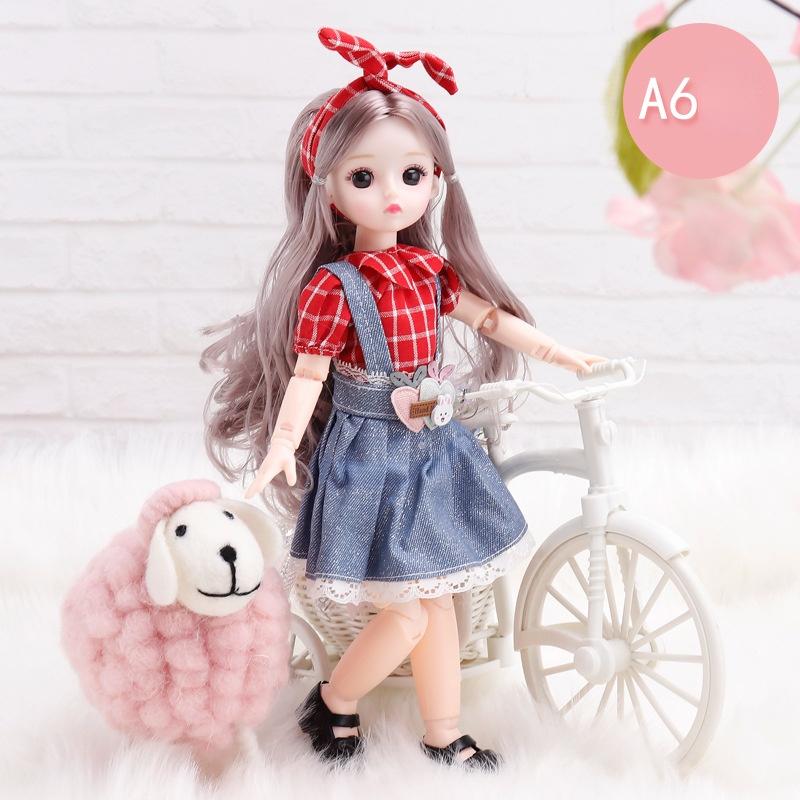 30CM Mini Movable 23Jointed Doll Girls Toy 3D Big Eyes BJD Princess Full Outfits  Dresses  Collection Childrens Doll Gift
