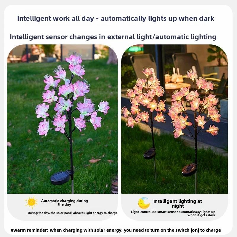 Luz solar para jardín impermeable decoración de flores artificiales para exteriores césped patio