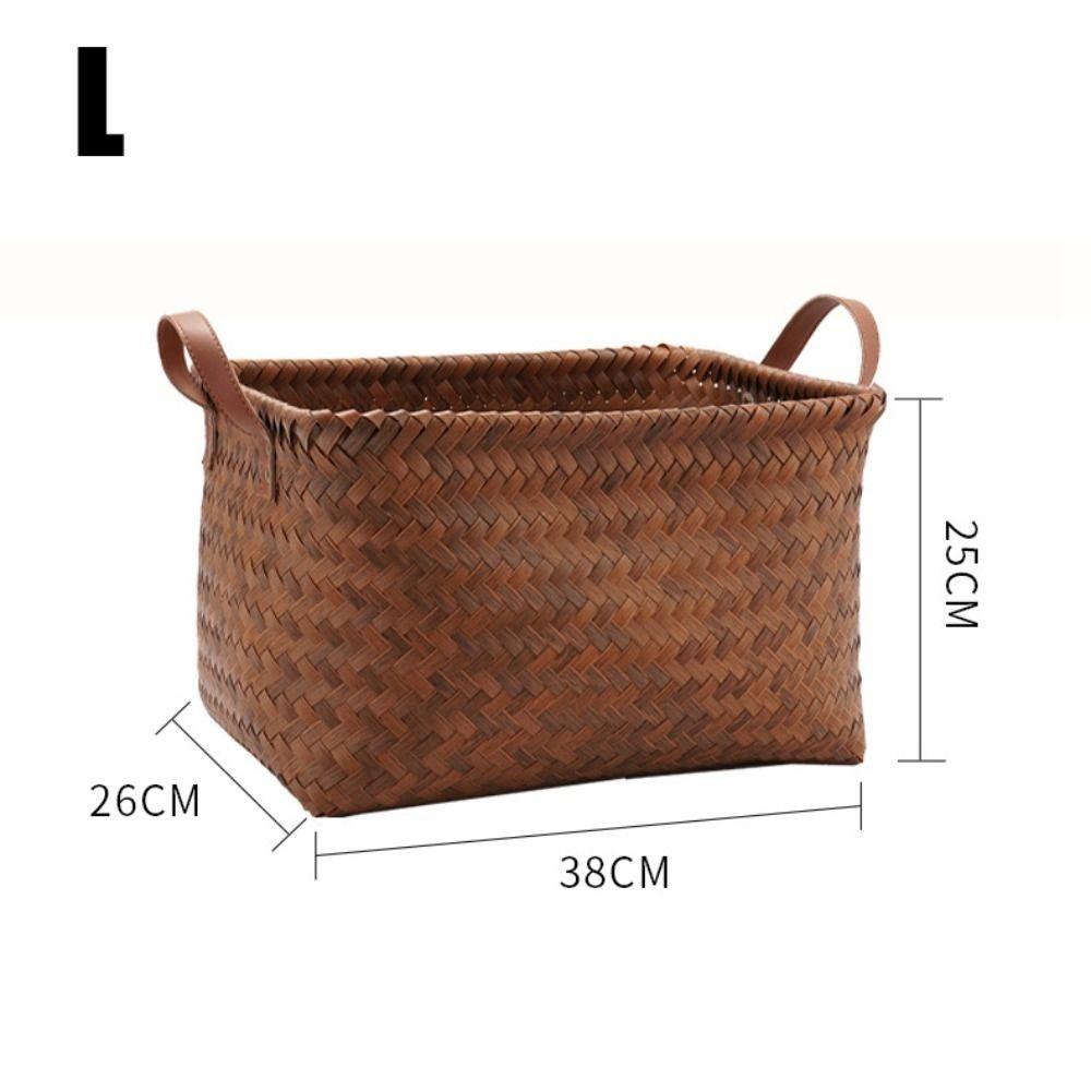Brown Dirty Clothes Basket Imitation Rattan Weaving Picnic Basket Convenient Woven Basket Laundry