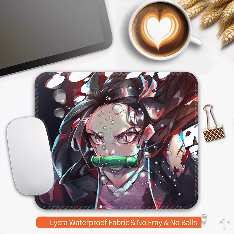 Small Mouse Pad Anime Demon Slayer Gamer Edge Stitched Standard Gaming Mousepad Travel Mouse Mat Non-Slip Office Mousemats
