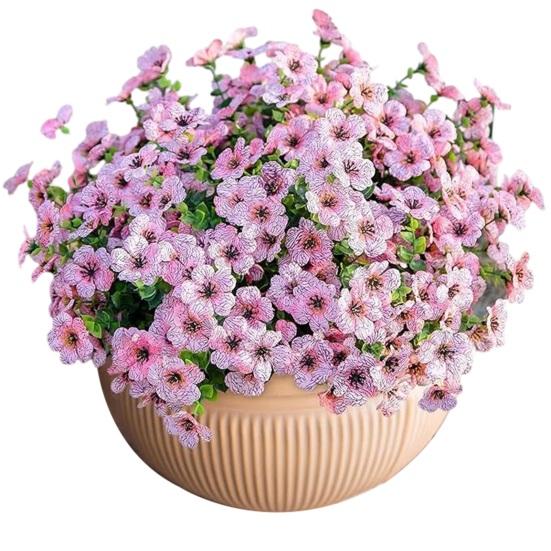 12 Bundles Artificial Flowers for Outdoors Multicolor Morning Glory with Eucalyptus UV Resistant Faux Silk Flower for Spring Summer Home Planter