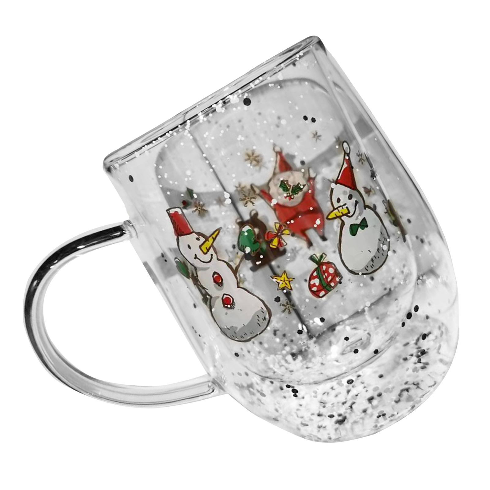 

Двухслойная стеклянная кружка 300 мл, термостойкая чашка для воды, посуда для горячих напитков, стеклянная посуда с рождественским узором D