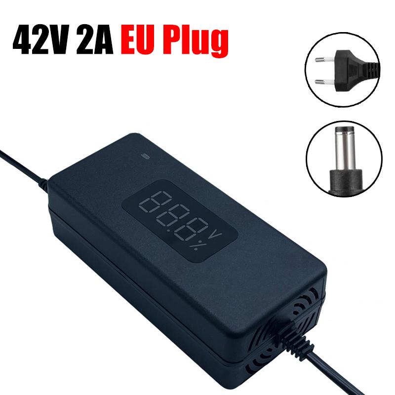 42V/54.6V 2A Electric Vehicle Charger Digital Display Fast Charging Power Adapter for Electric Scooter E-Bike Hoverboard 42V 2A EU чёрный