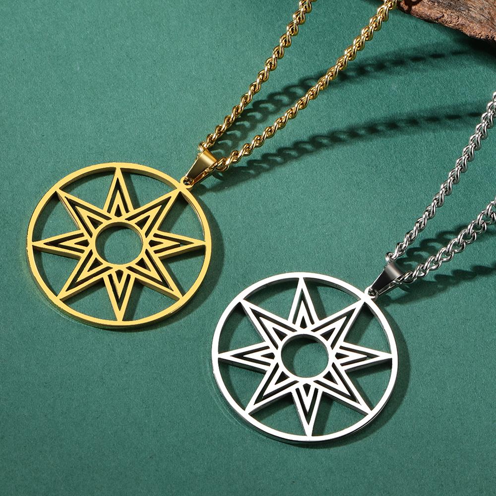 Dawapara Octagram Necklace Star of Ishtar Inanna Goddess Assyrian Star Pendant Stainless Steel Ancient Greek Mythology Jewelry