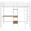 Bunk Bed with Desk Frame White Metal 90x200 Cm