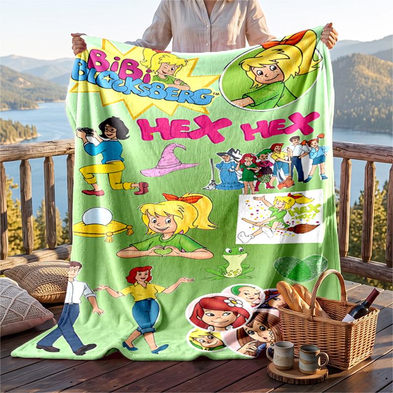 Warme Flanellen Deken Bibi Blocksberg Patroon, Lichtgewicht Comfortabele Plaid voor Bed Bank Gebruik