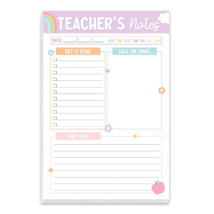 Compact Teacher Appreciation  Floral Design Checklist Planner Paper For School Supplies