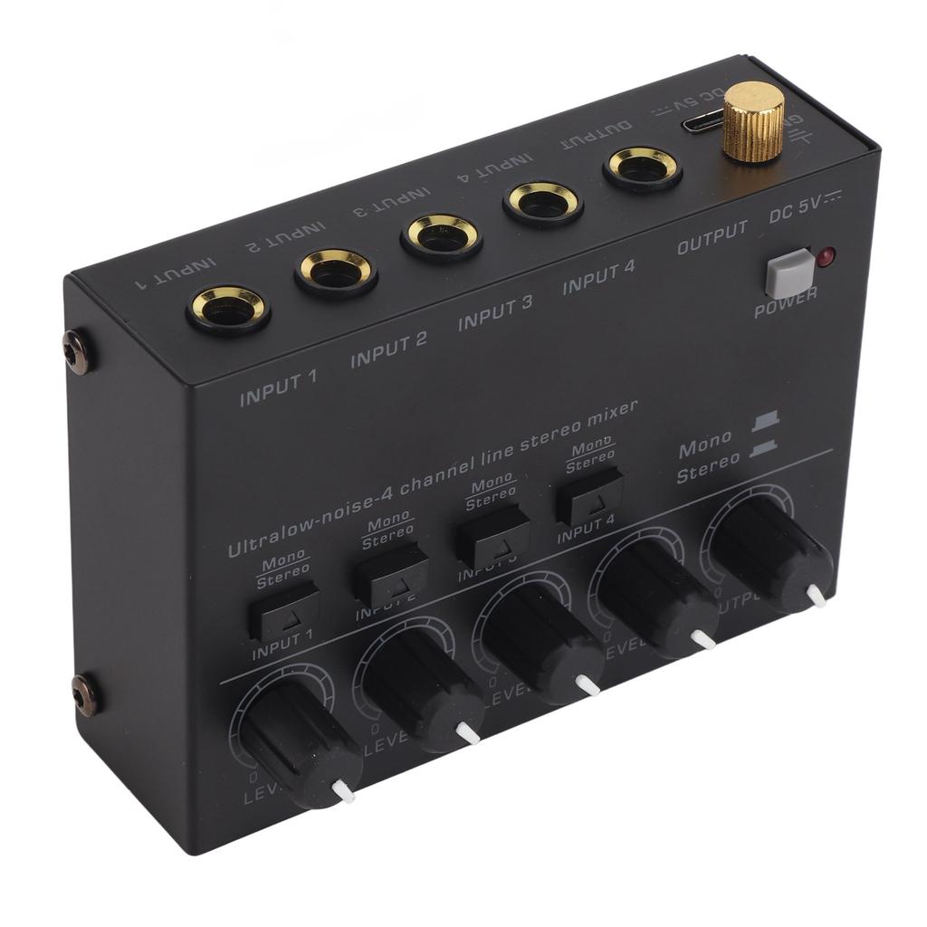 4 Channel Audio Mixer Line Mixer 4 Channel Headphone Amplifier for Home Studios Live Recording 100‑240V UK Plug