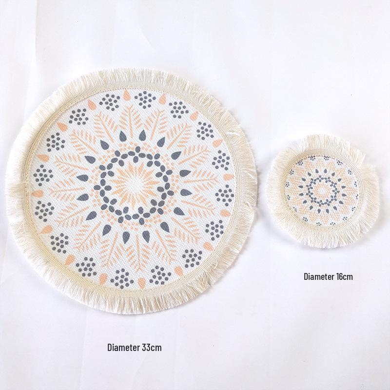 Bohemian Woven Cotton Tassel Placemat & Heat-Resistant Pad
