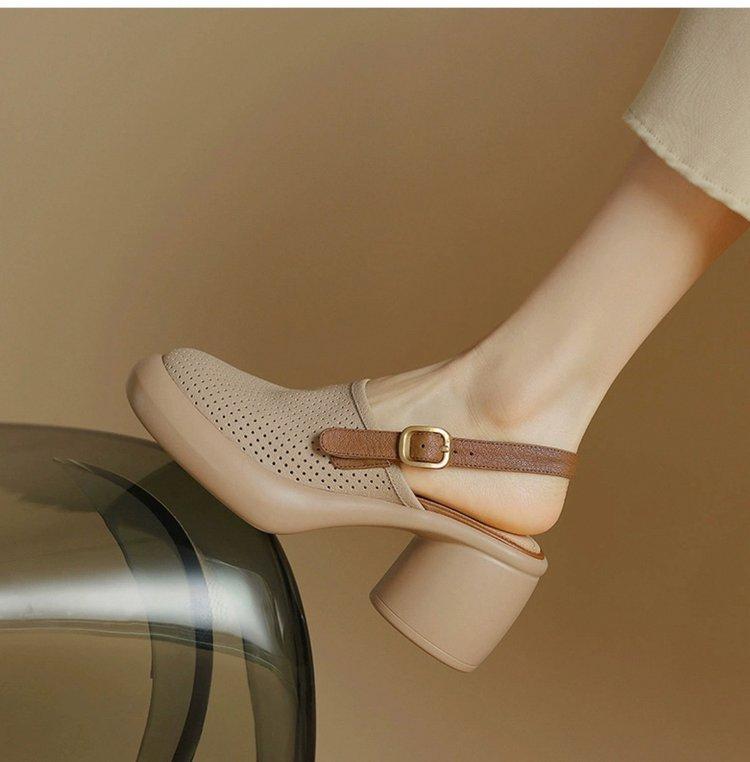 Women Vintage Hollow Chunky Platform Sandals Summer New Soft Thick Sole Buckle Shoes Woman Fashion Non-Slip Beach Slides Sandals