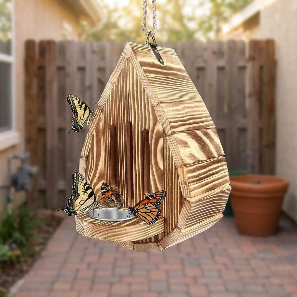 Teardrop Shaped Hanging Butterfly Feeder Rustic Insect Feeder House  Outdoor Garden Use