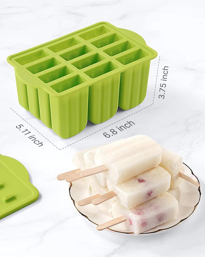 Summer DIY Ice Cream Tools With Wooden Sticks Silicone Popsicle Molds Set Kitchen Accessories Quench Thirst Snacks for Children