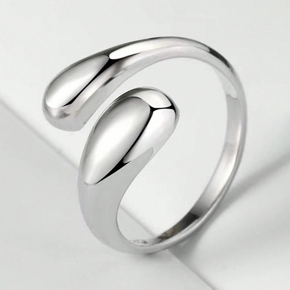 Luxury European-American Geometric Water Drop Open Ring: Versatile, High-End Index Finger Jewelry