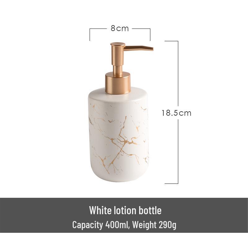 Gold Marble Ceramic Dispenser for Liquid Soap, Gel, or Shampoo