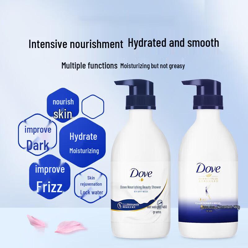 Dove Nourishing Shower Milk & L'Oréal Hyaluronic Acid Anti-Dandruff Shampoo Set