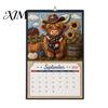Crafting Project for Adults Highland Cow Farmhouse Calendar DIY Kit 12 Months, Handmade Rustic Theme Craft Set Paper And Cloth Set, Home Office Decor