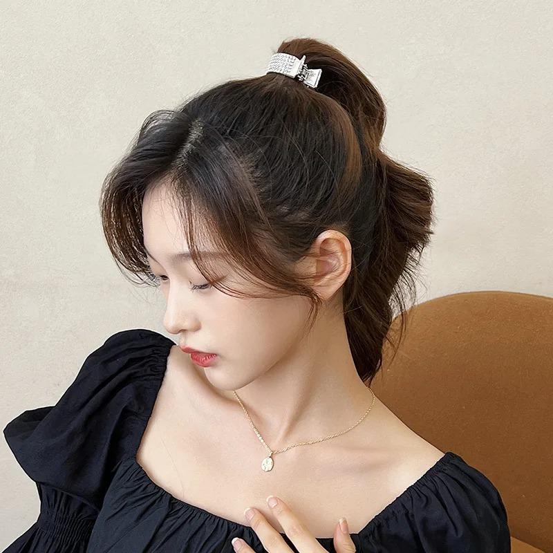 Moda Clip per Capelli in Metallo con Strass per Donne Ragazze Mini Supporto per Coda di Cavallo Alta Pinze per Capelli di Cristallo Eleganti Accessori per Acconciature da Festa