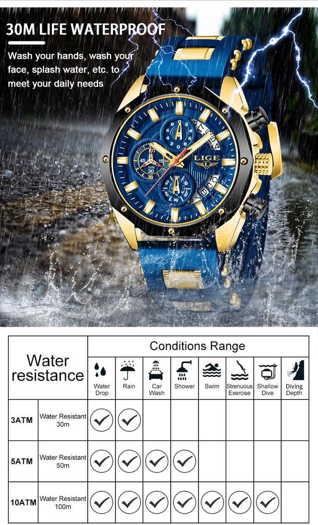 LIGE Multi-function Waterproof Sports Watch
