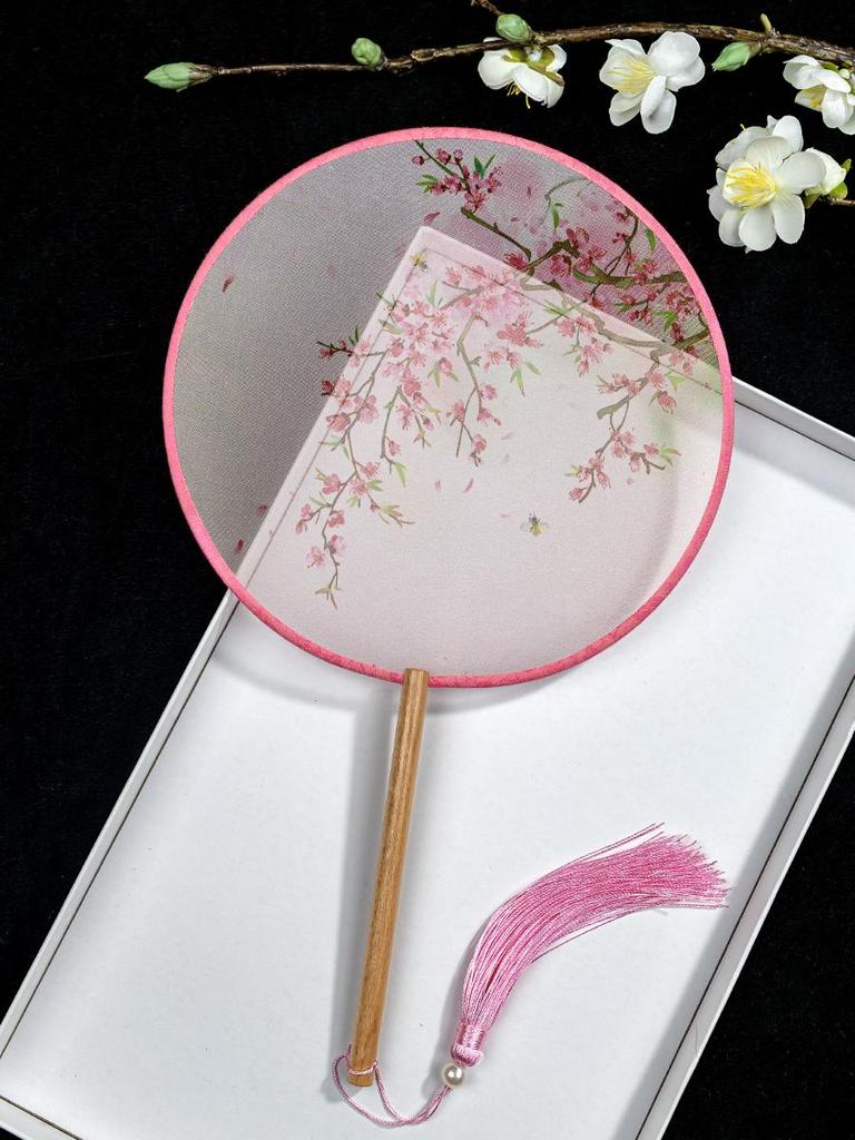 Translucent Ancient Style Round Dance Fan for Hanfu Costumes - Women's Classical Chinese Craft Fan