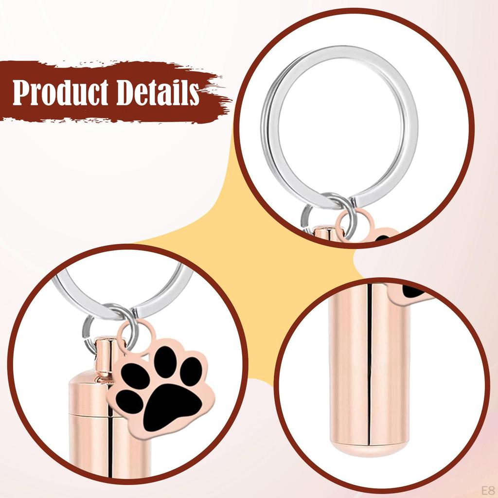 Cremation Jewelry Urn Keychain for Keepsake Key Chain Unique Metal Pet Hair Storage Bottle