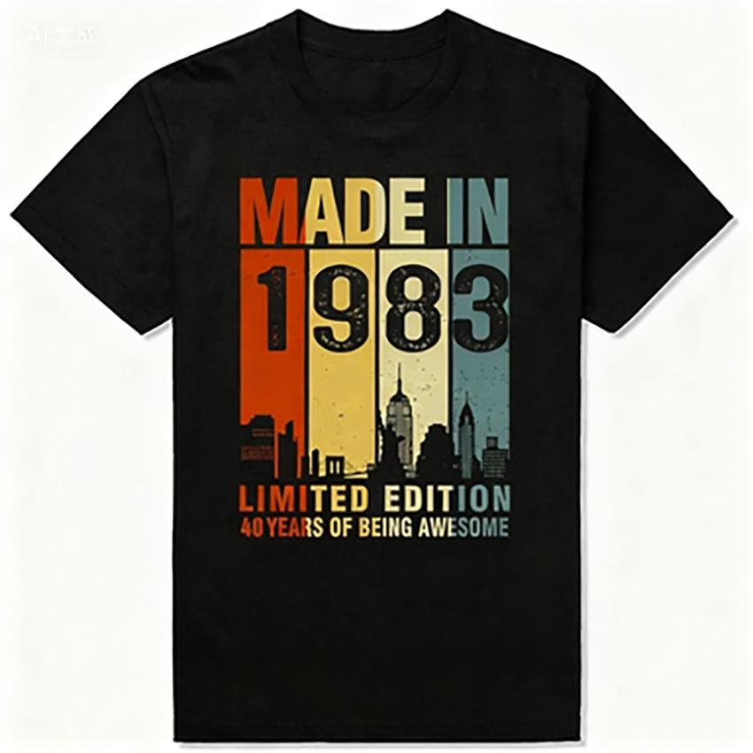 Vintage Made in 1983Edition  Birthday Gift T-Shirt Women Retro Casual Short Sleeve