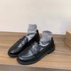 French Thick-heeled Black Loafers Single Shoes Women's Shoes 2025 New Spring and Autumn One-foot British Style Leather Shoes