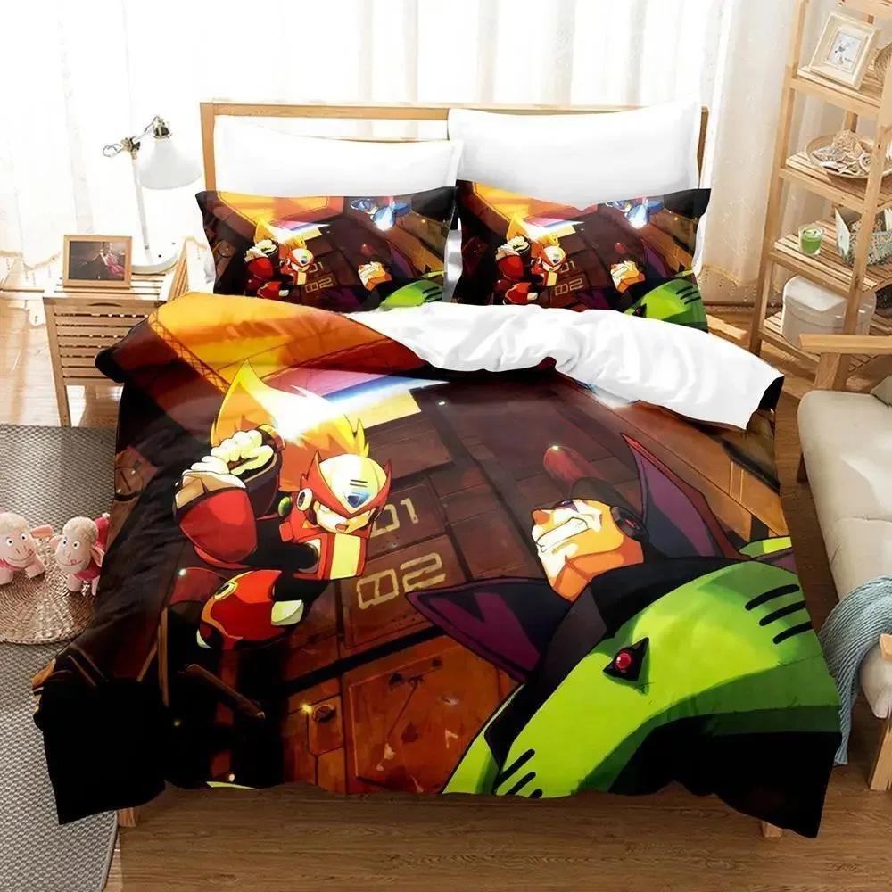 Mega Man X DiVE Beding Set Single Twin Ful Quen King-Sized Dimensionsd Dimensions Bed Linen Set Adult People Kid Bedrom Duvet cover Sets 3D Anime Bed