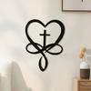 1pc Heart Cross Metal Wall Art Vintage Religious Sign Home Living Room Office Bar Cafe Decor Valentine Gift
