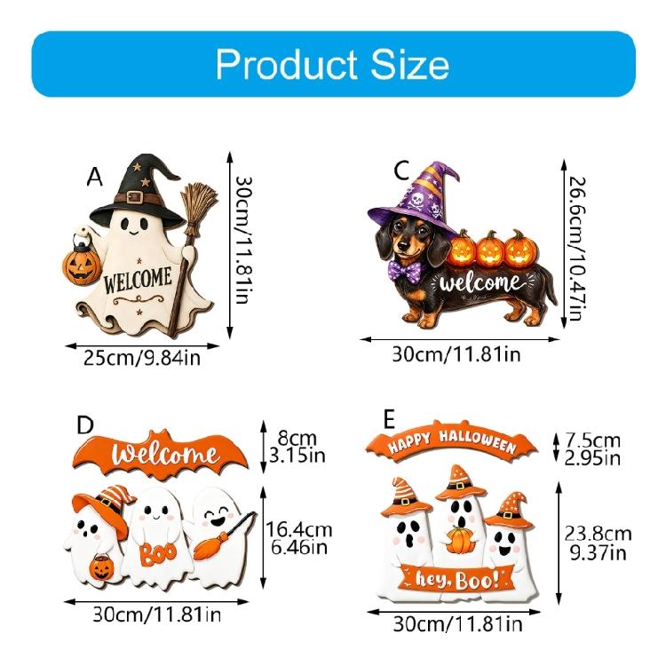 Halloween Porch Wall Sign for Front Door Entryway Display, Funny Wooden Hanging Pendant Accent for Fall Party Setup