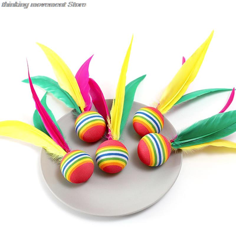1/5pcs Colorful Feather Shuttlecock China Jianzi Foot Kick Hand wheel Fancy Goose Feather Shuttlecock Fitness entertainment