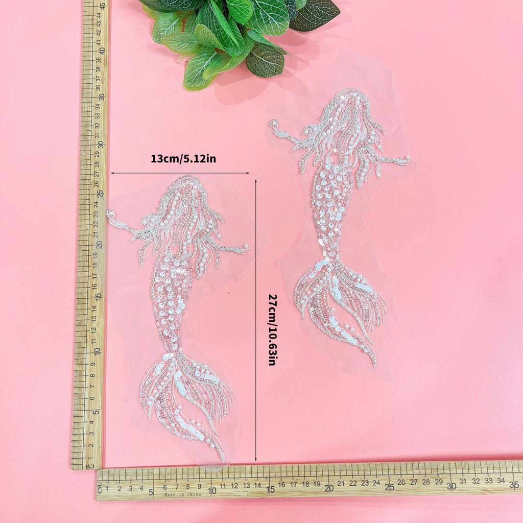 Embroidery Sequins Lace Applique Sewing On Embroidered Patched Wedding Dress Applique for Clothing Wedding Gown Dress