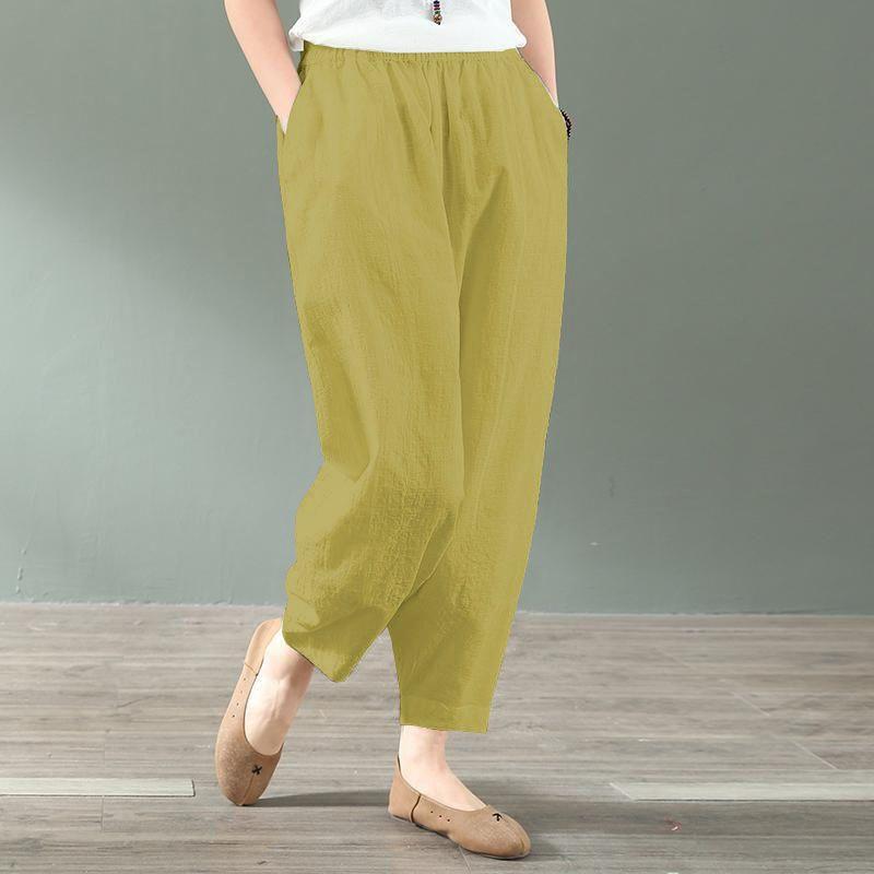 New Spring and Summer Art Retro Lazy High Waist Pocket Solid Loose and Versatile Women's Strap Radish Pants Dad Pants
