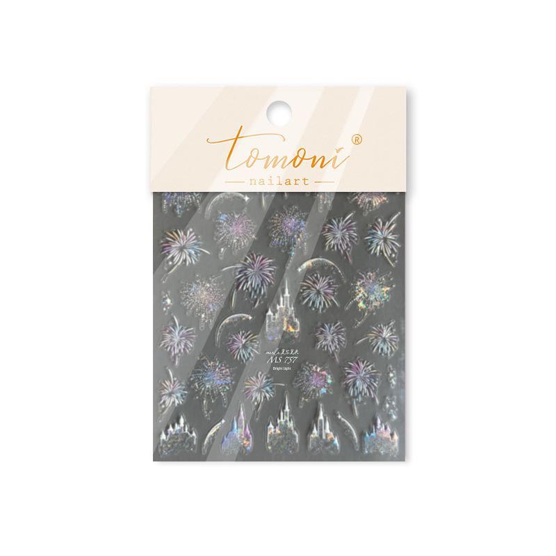 

Наклейки для ногтей Tomoni Shell Light: Обязательная коллаборация, горячо продаваемые дизайны «Фейерверки и замок»