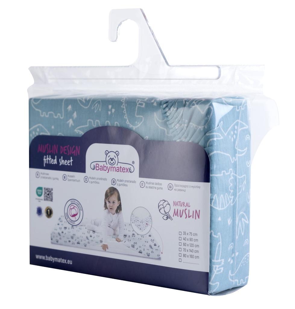Muslin design fitted sheet 60x120x10
