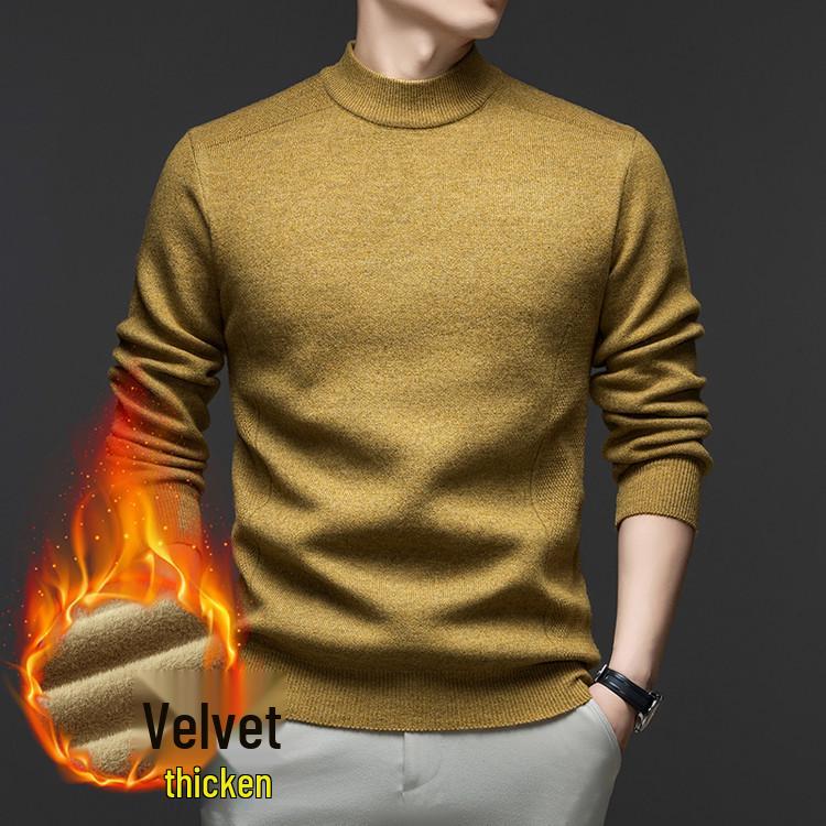

Men s Winter Fleece-Lined Half-High Collar Sweater with Faux Mink Fur L (110-130 jin)