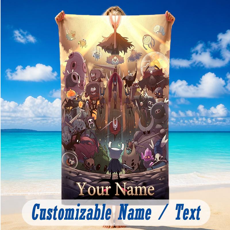 Beach Towel Custom Name Text, Quick Dry Large Towel For Beach HomeHollow Knight