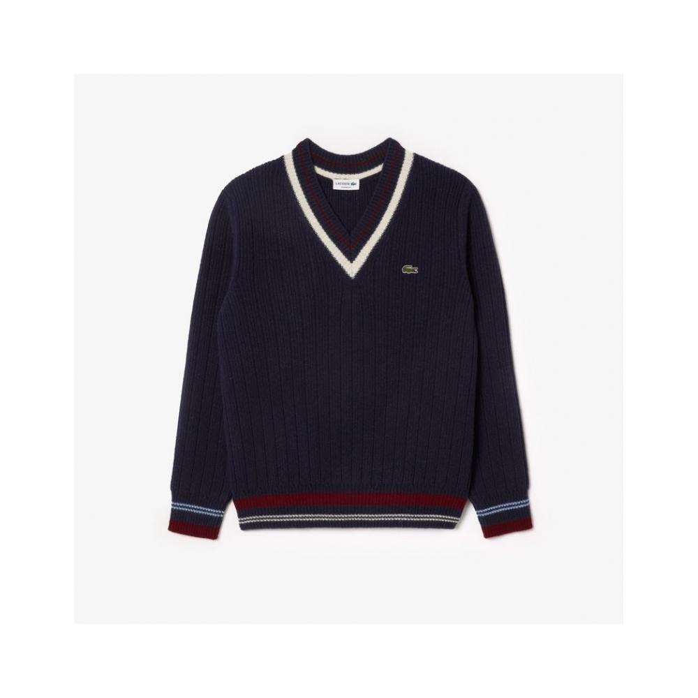 Lacoste Herren Tennis V-Ausschnitt Langarmpullover Ah3133 54n Qrn