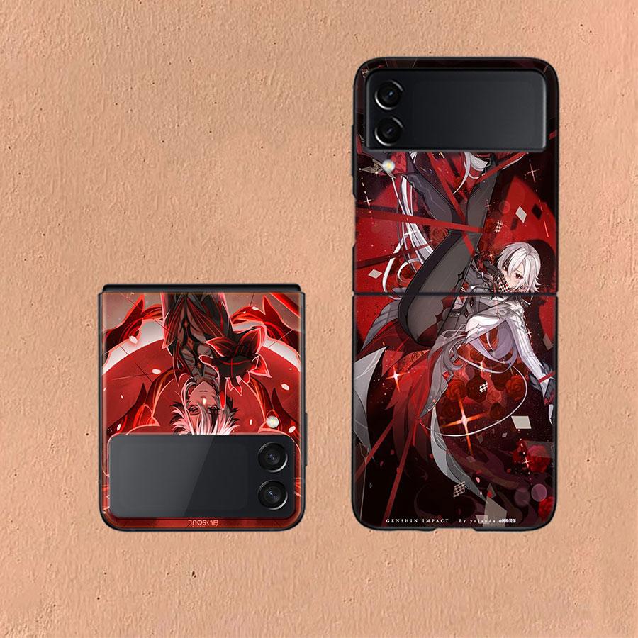 Arlecchino Genshin Impact Coque For Samsung Z Flip7 6 Galaxy Case Shockproof Z Flip5 Z Flip3 4 5G Hard Cover Phone TPU PC Hard
