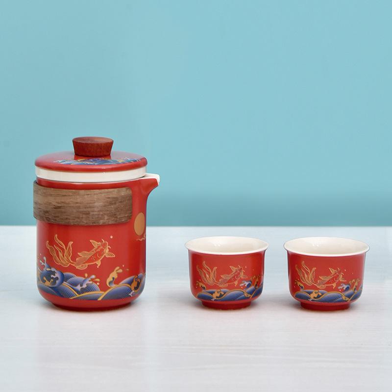 Creative Ceramic Kung Fu Travel Tea Set Portable Kuaike Cup Company Business Gift Box