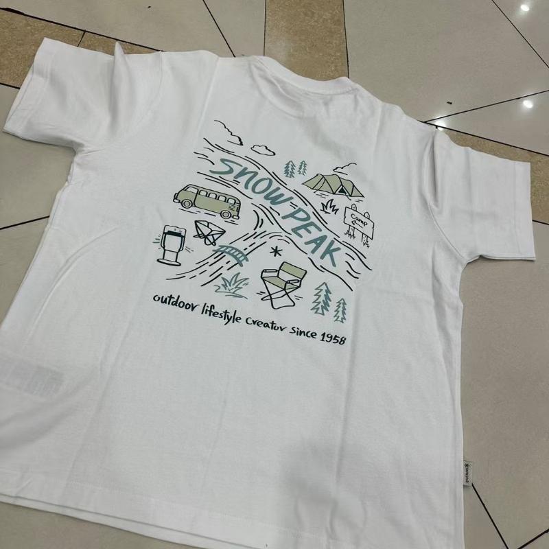 Koreanisch 2025 Sommer Neu Snow Peak Kurzarm Rundhals T-Shirt Locker Vielseitig Baumwoll-Top Unisex Harajuku Lässig Nachthemden