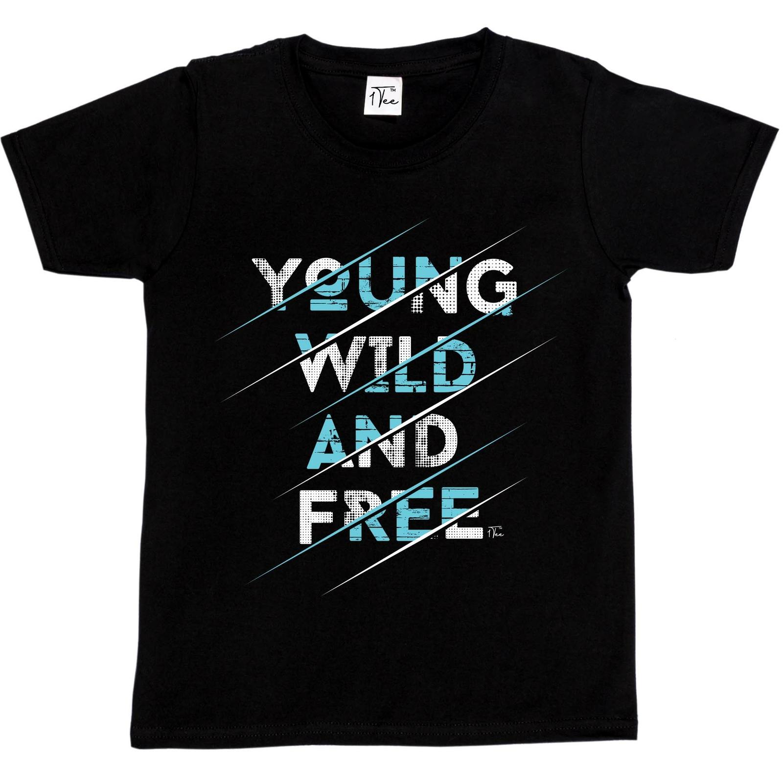 1Tee Kids Boys Young Wild and Free T-Shirt XXL