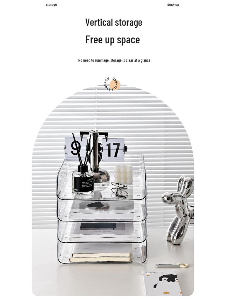 Transparent Desktop File Organizer and Document Storage Rack