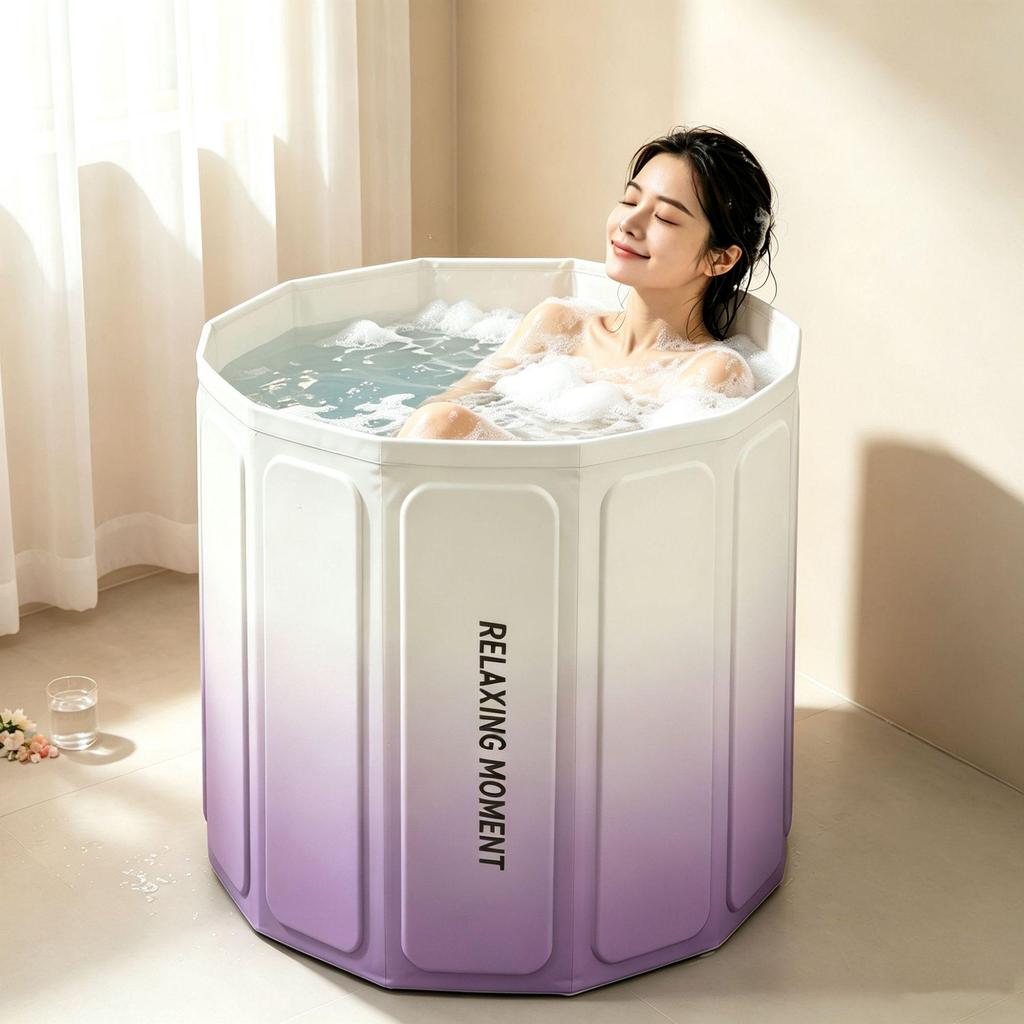 Foldable Cartoon Duck Portable Bathtub for Adults - Warm, Full-Body Soak for Autumn and Winter