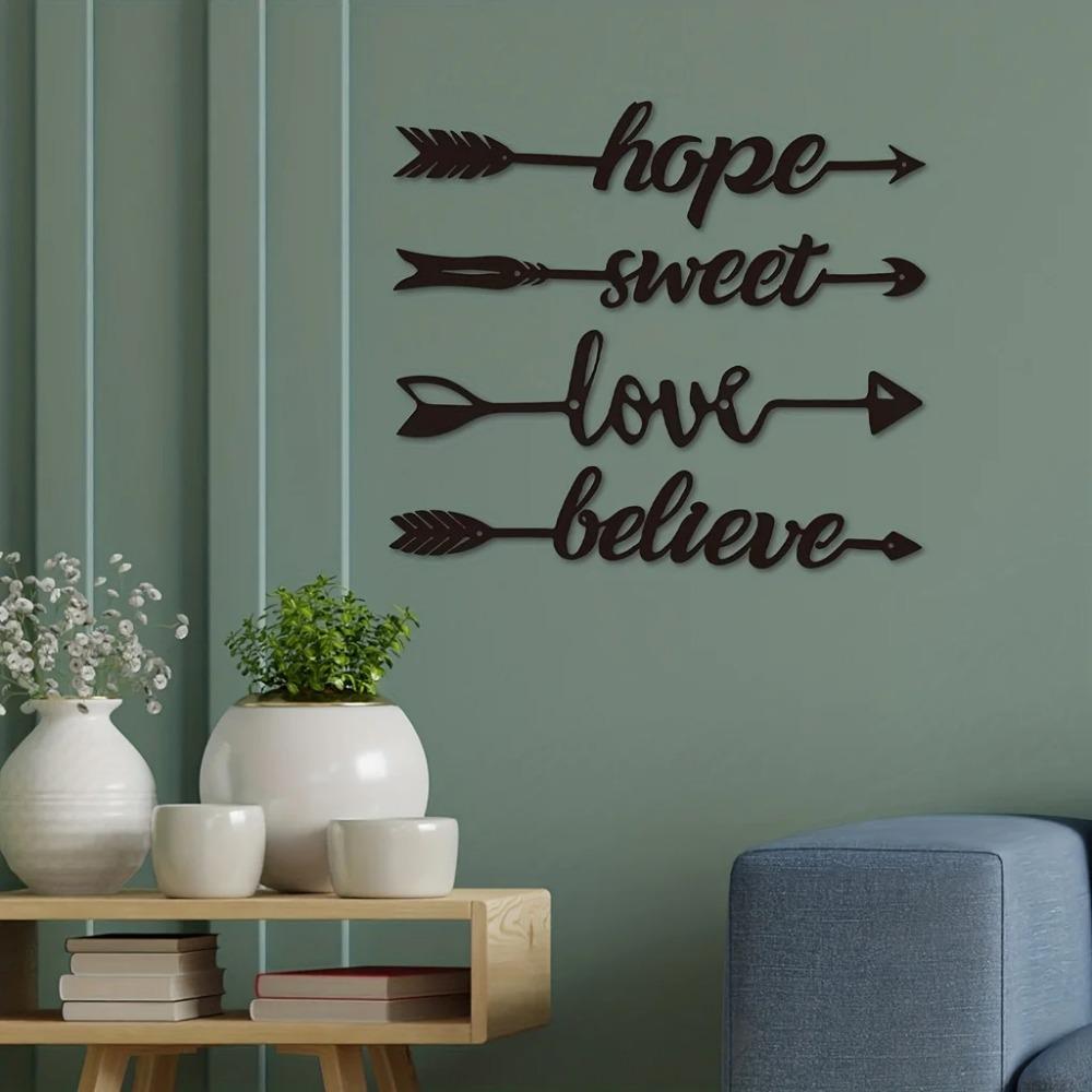 1pc Cutout Sculpture Arrow Sign Rustic Wall Art Decoration, Elegant Word Sign Decor, Stylish Iron Crafts for Metal Wall Hanging