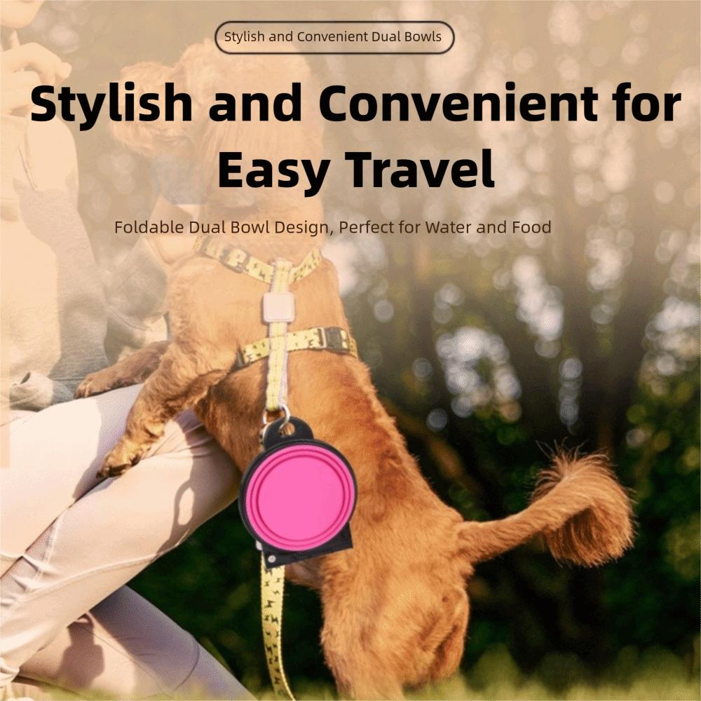 with Buckle Dog Dual Bowls 2-in-1 Design Pet Food Feeder High Quality Pet Water Feeder  Dog Travel