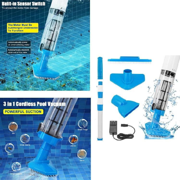 Wireless Pool Vacuum Cleaner Aluminum Tube Portable Pool Vacuum Plastic Texture for Convenient Use In Small Pools