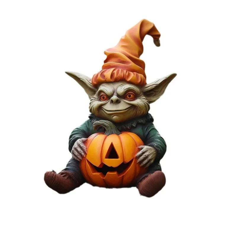 Halloween Pumpkin Garden Decoration Vampire Ornament Cute Ghost Landscape Resin Cartoon Crafts Outdoor Statues Sculptures